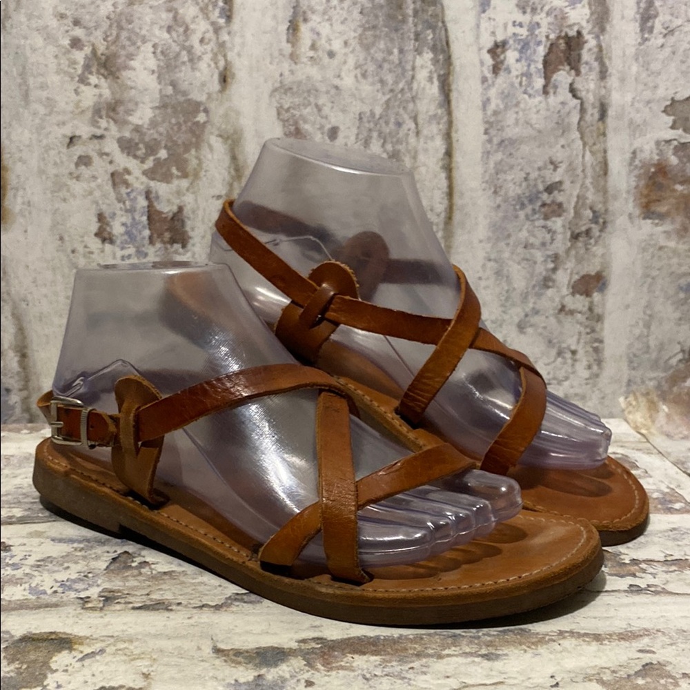 Women's Brown Leather Strappy Sandals